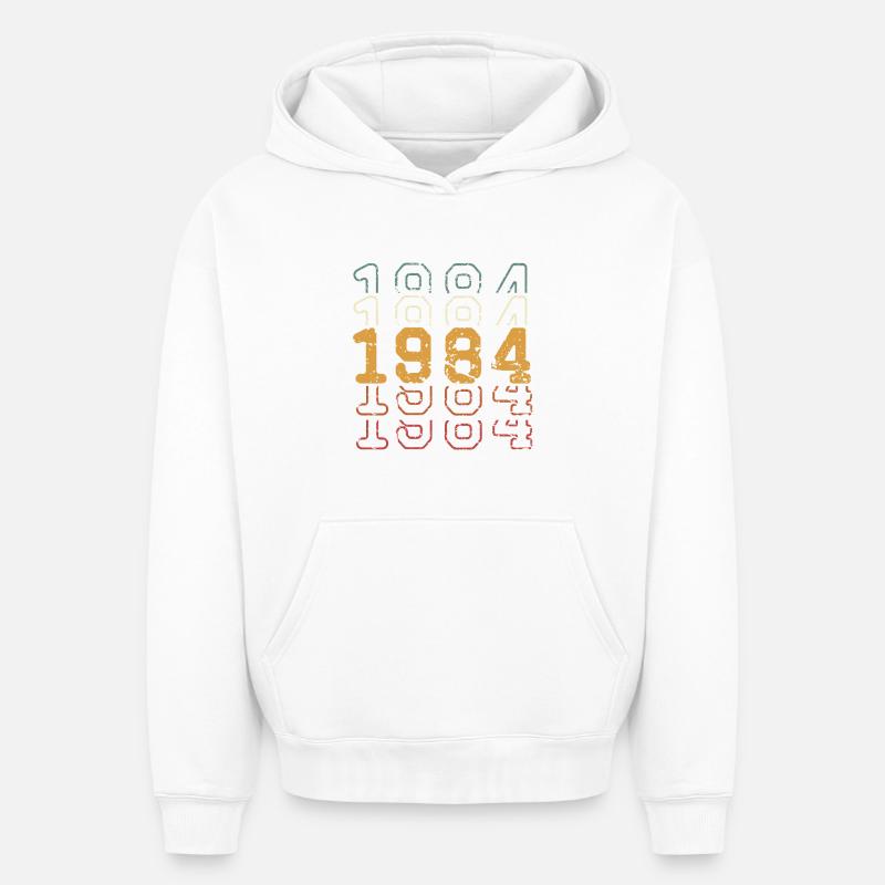 1984 - Sweat à capuche unisexe oversize épais SPREAD - blanc