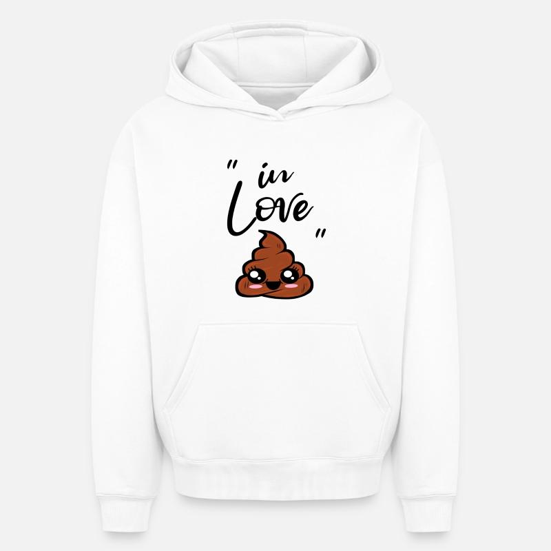 caca kawaii - Sweat à capuche unisexe oversize épais SPREAD - blanc