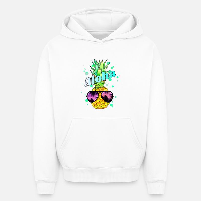 ananas frais Aloha - Sweat à capuche unisexe oversize épais SPREAD - blanc