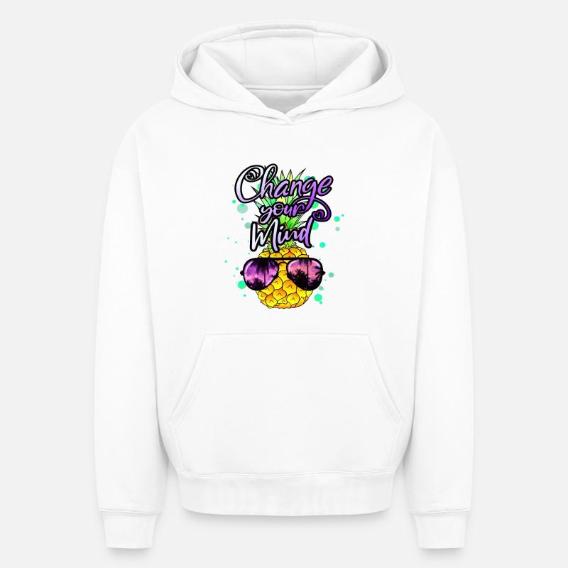 ananas frais Changez d’avis - Sweat à capuche unisexe oversize épais SPREAD - blanc
