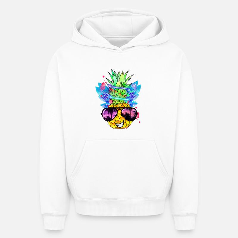 Art de l’ananas - Sweat à capuche unisexe oversize épais SPREAD - blanc