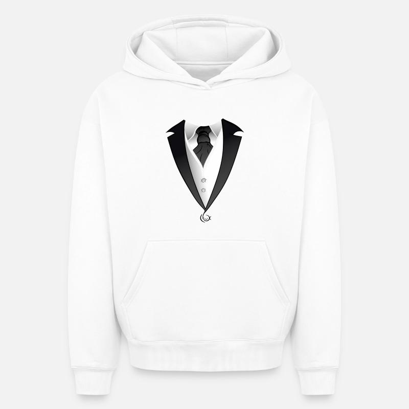 Suit Tuxedo Costume - Sweat à capuche unisexe oversize épais SPREAD - blanc
