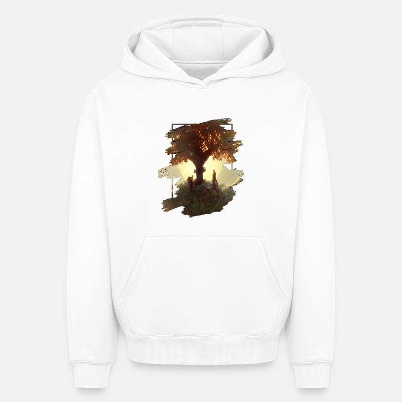 Arbre de vie - Sweat à capuche unisexe oversize épais SPREAD - blanc
