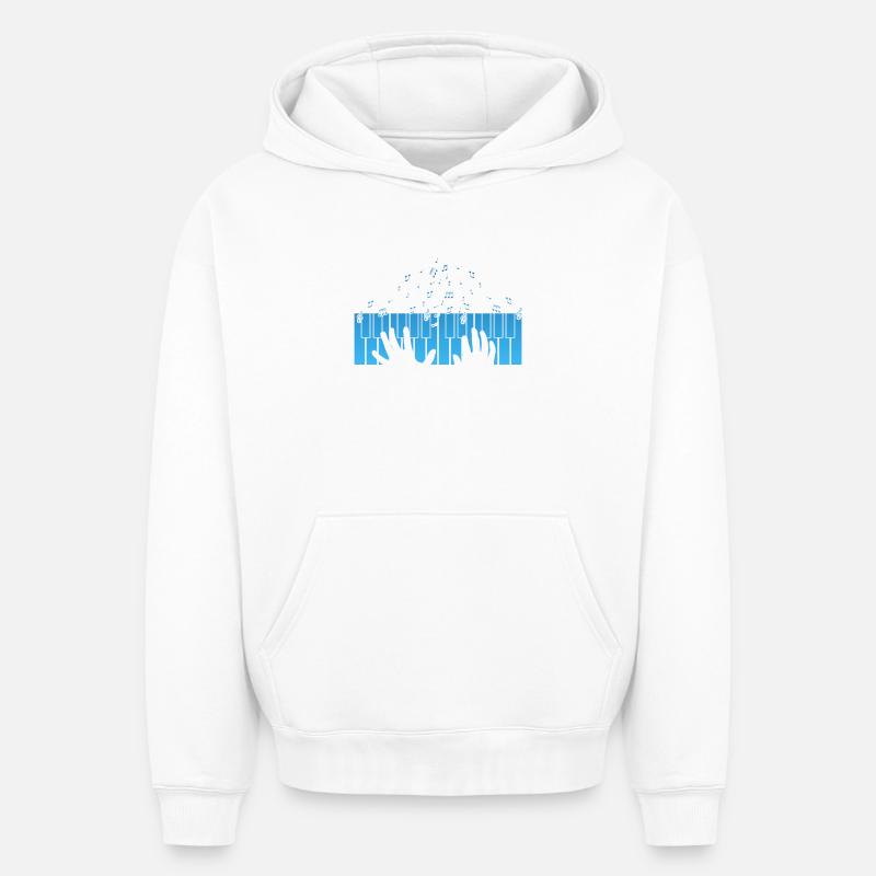 Clavier de pianiste - Sweat à capuche unisexe oversize épais SPREAD - blanc