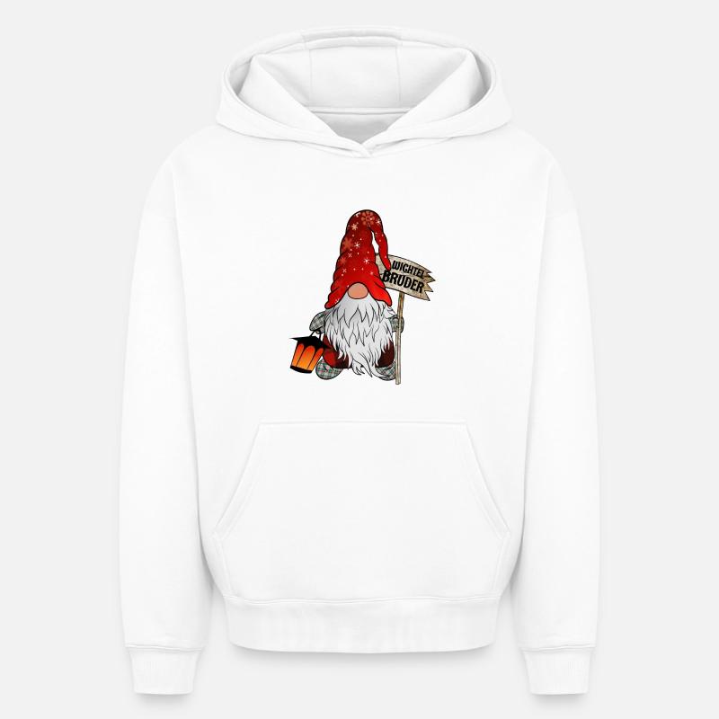 Frère lutin de Noël - Sweat à capuche unisexe oversize épais SPREAD - blanc