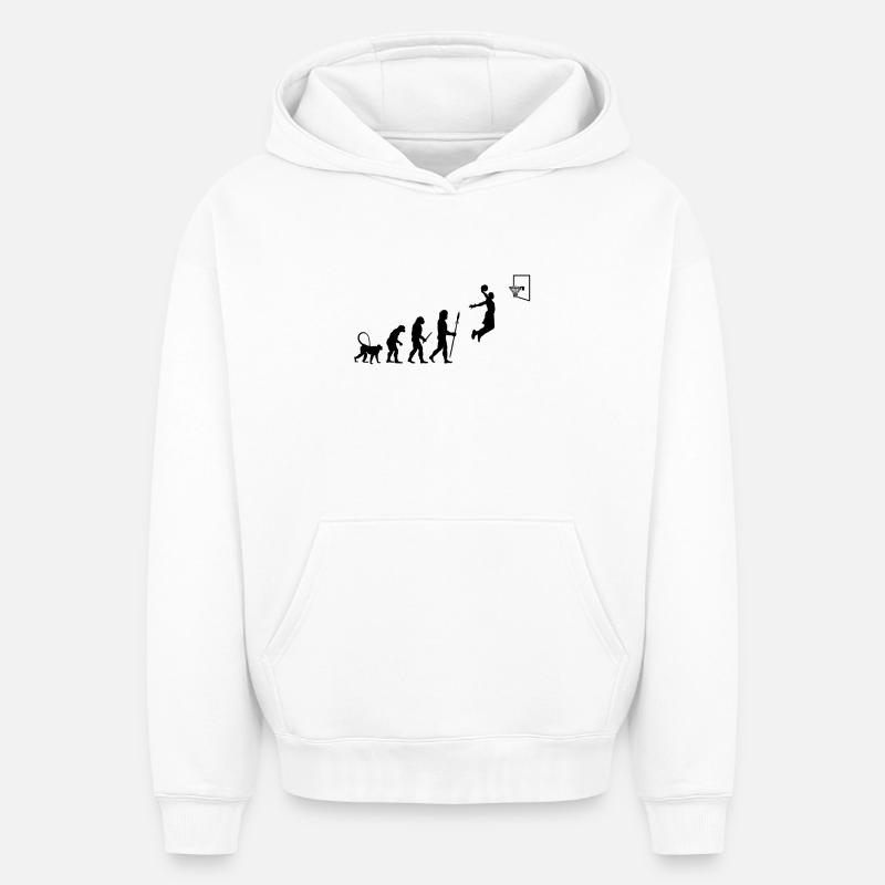 Évolution du basketball - Sweat à capuche unisexe oversize épais SPREAD - blanc