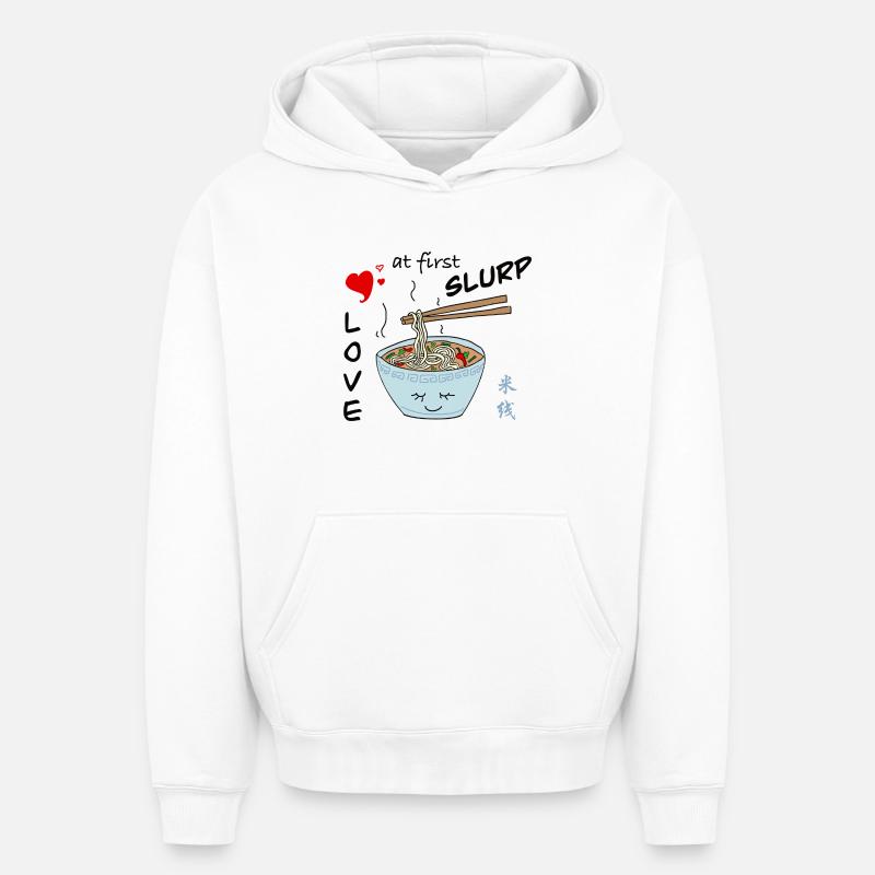Nouilles de riz Saint-Valentin - Sweat à capuche unisexe oversize épais SPREAD - blanc