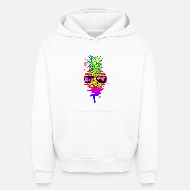 Drôle d’ananas rétro - Sweat à capuche unisexe oversize épais SPREAD - blanc