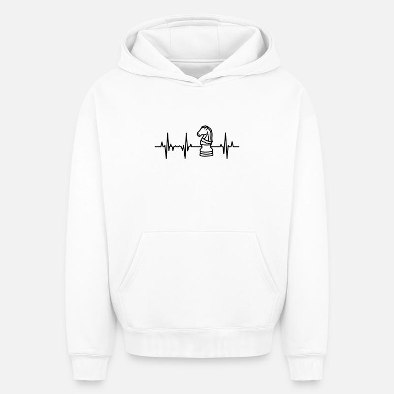 Ligne Cœur d’échecs - Sweat à capuche unisexe oversize épais SPREAD - blanc