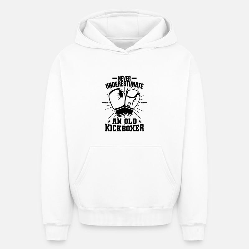Kickboxeur Grand-père - Sweat à capuche unisexe oversize épais SPREAD - blanc