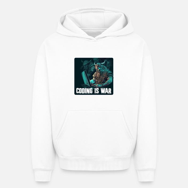 Programmier Wikinger - Oversized Heavyweight Unisex Hoodie - Weiß