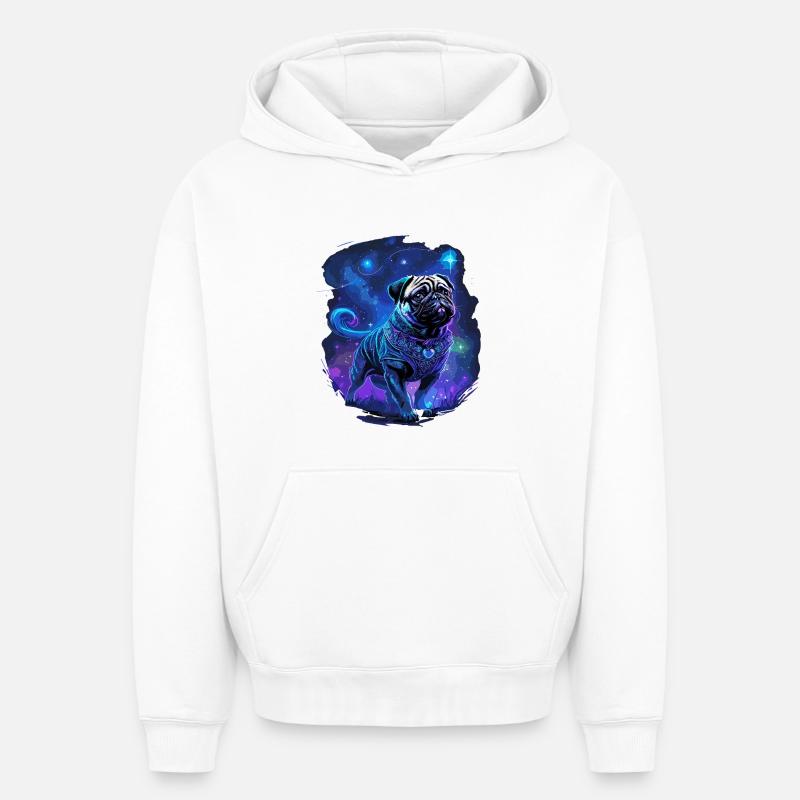 Mystischer Mops Hund - Oversized Heavyweight Unisex Hoodie - Weiß