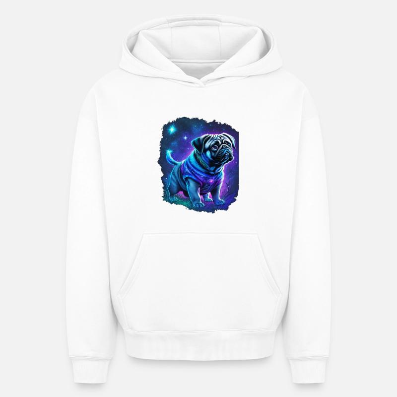 Chien carlin mystique - Sweat à capuche unisexe oversize épais SPREAD - blanc