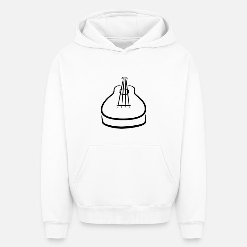 Croquis ukulélé - Sweat à capuche unisexe oversize épais SPREAD - blanc