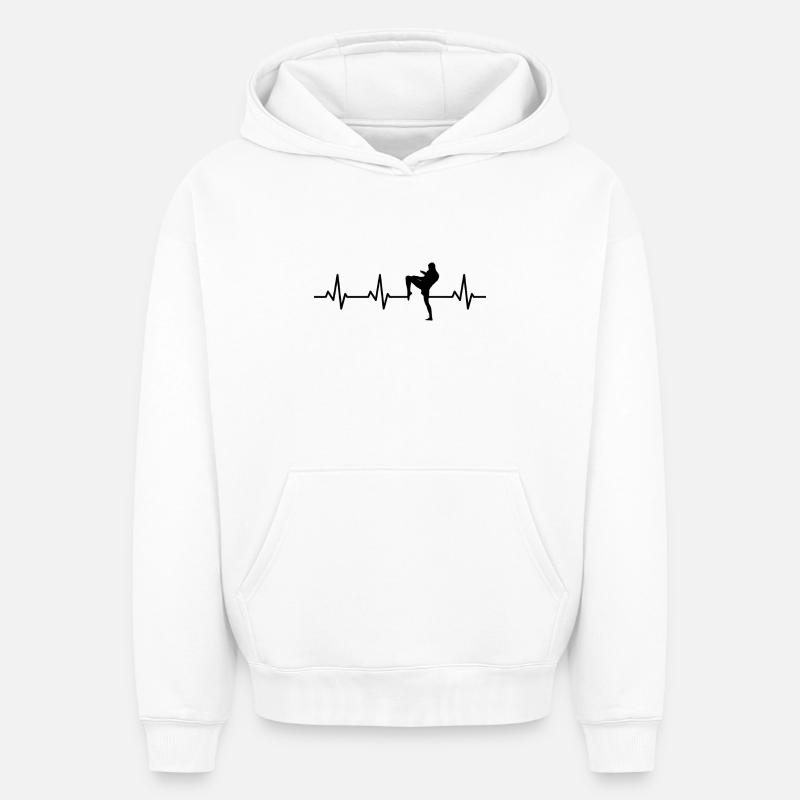 Kickboxer Heartline - Sweat à capuche unisexe oversize épais SPREAD - blanc