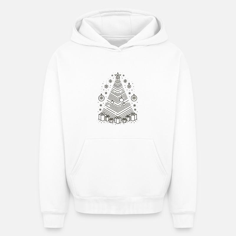 Sapin de Noël doré - Sweat à capuche unisexe oversize épais SPREAD - blanc
