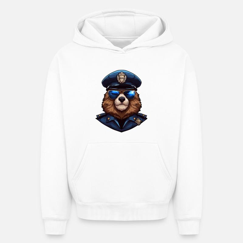 Police des marmottes - Sweat à capuche unisexe oversize épais SPREAD - blanc