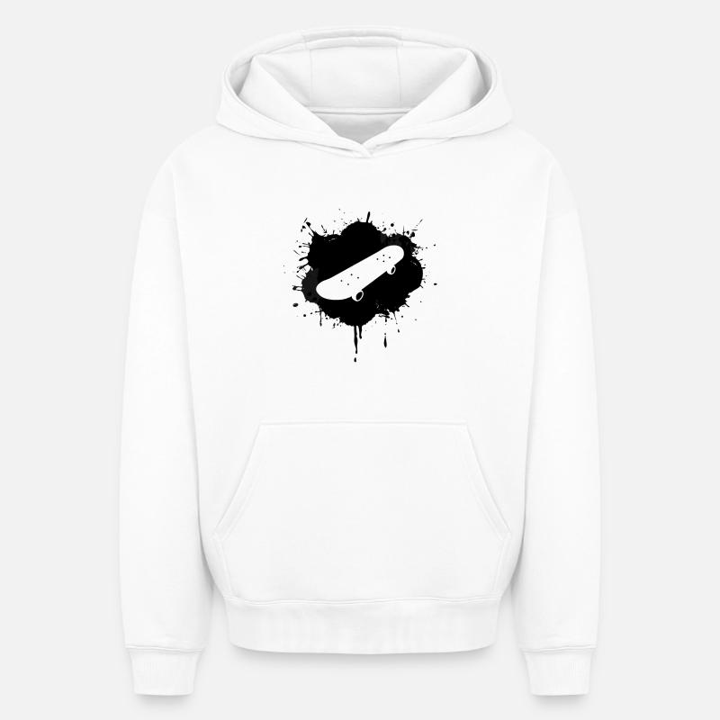 Skateboard - Sweat à capuche unisexe oversize épais SPREAD - blanc