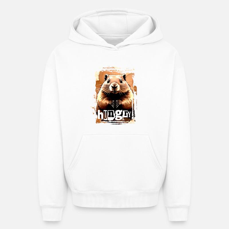 Rongeur affamé - Sweat à capuche unisexe oversize épais SPREAD - blanc