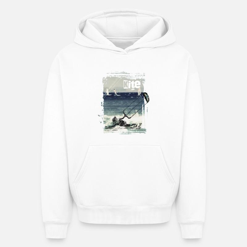 Planeur kite kite kite kit - Sweat à capuche unisexe oversize épais SPREAD - blanc
