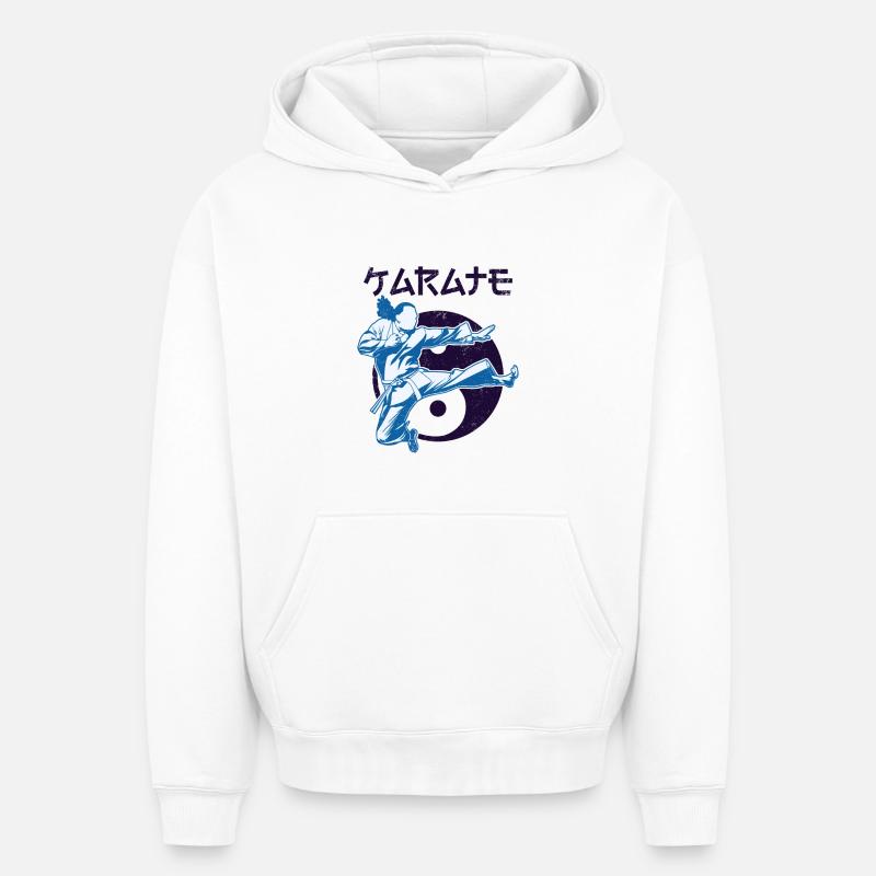 karaté - Sweat à capuche unisexe oversize épais SPREAD - blanc