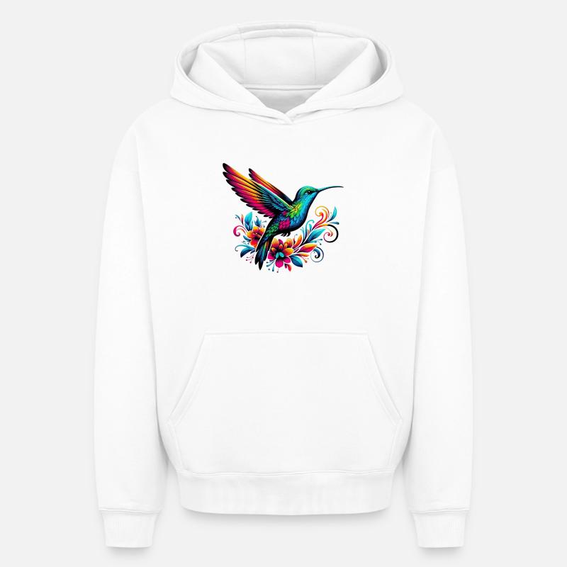 Colibri - Sweat à capuche unisexe oversize épais SPREAD - blanc