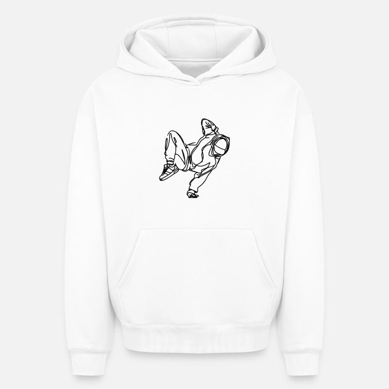 Breakdancer - Sweat à capuche unisexe oversize épais SPREAD - blanc