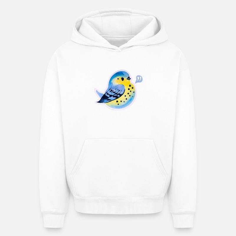 Mésange - Sweat à capuche unisexe oversize épais SPREAD - blanc