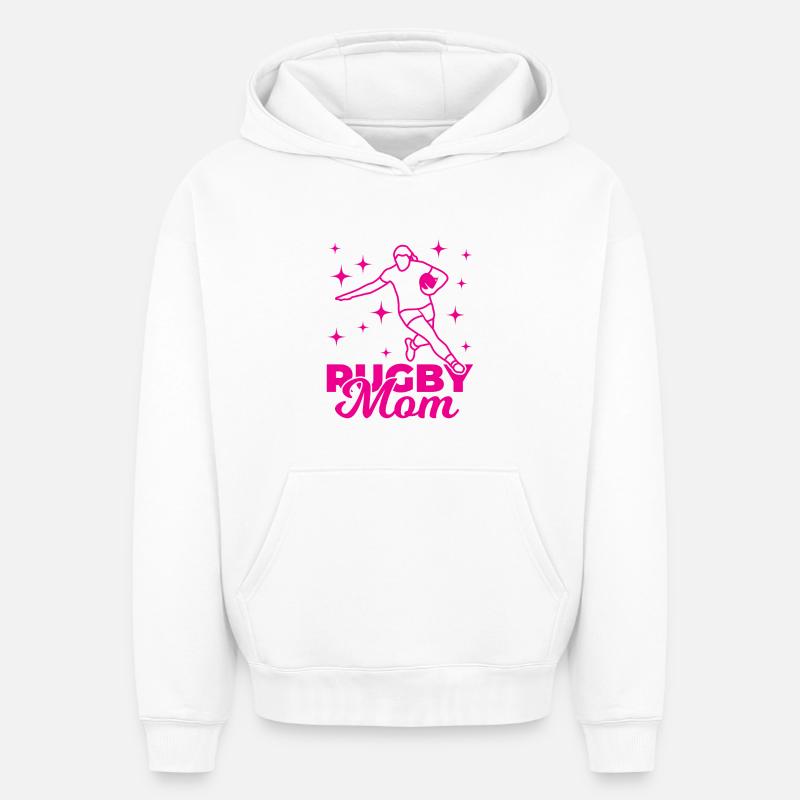 Drôle de maman de rugby - Sweat à capuche unisexe oversize épais SPREAD - blanc