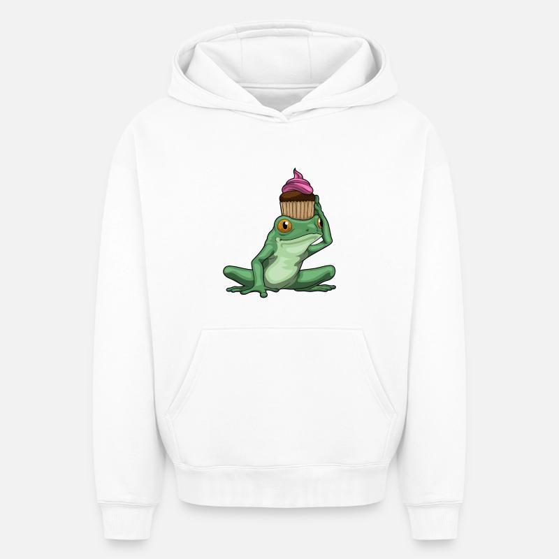 Muffin grenouille - Sweat à capuche unisexe oversize épais SPREAD - blanc