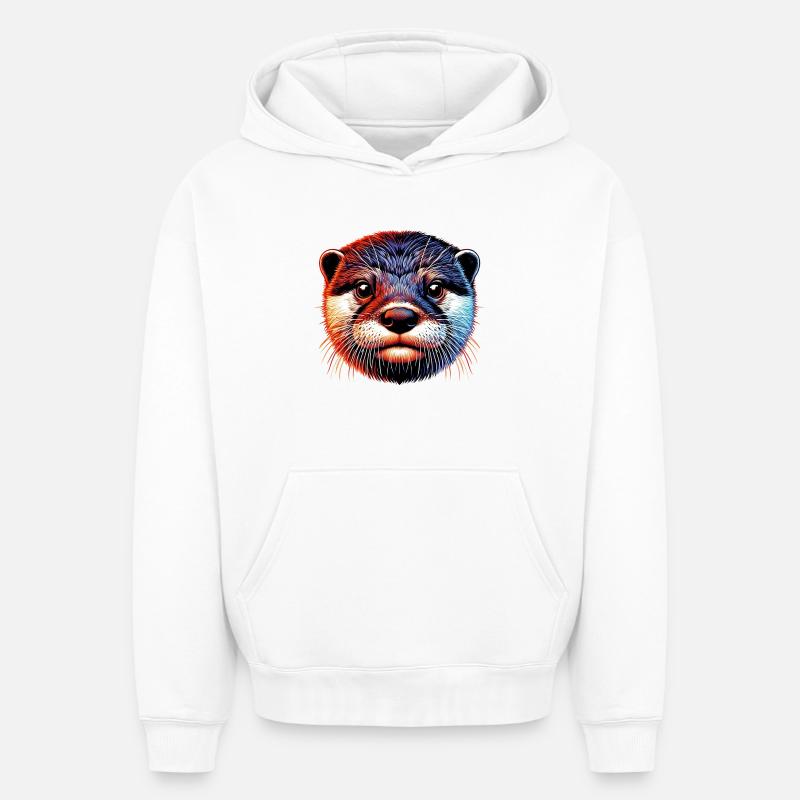 Loutre - Sweat à capuche unisexe oversize épais SPREAD - blanc