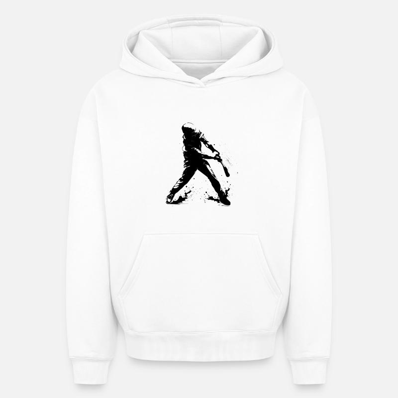 Drôle de joueur de baseball - Sweat à capuche unisexe oversize épais SPREAD - blanc
