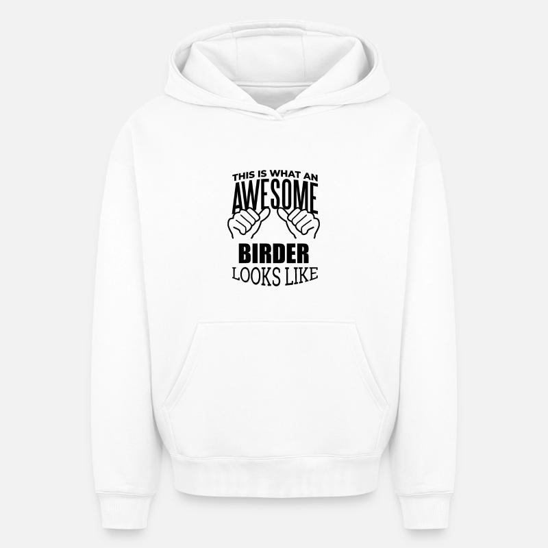 Oiseaux - Sweat à capuche unisexe oversize épais SPREAD - blanc