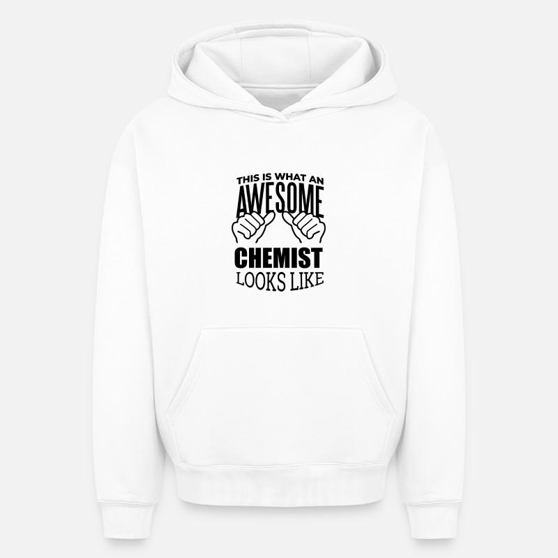 chimiste - Sweat à capuche unisexe oversize épais SPREAD - blanc