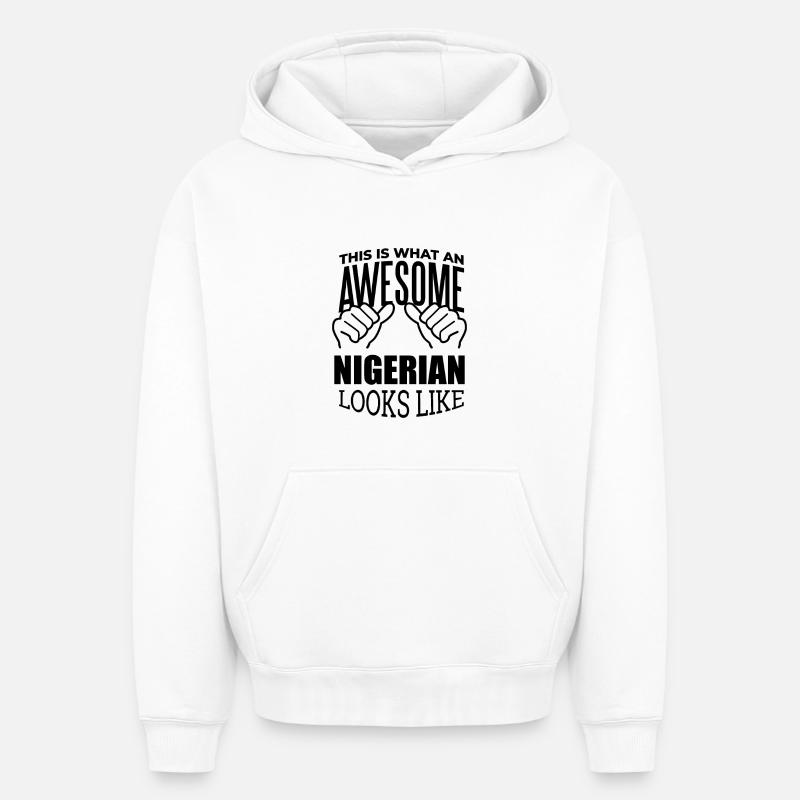 Nigéria - Sweat à capuche unisexe oversize épais SPREAD - blanc
