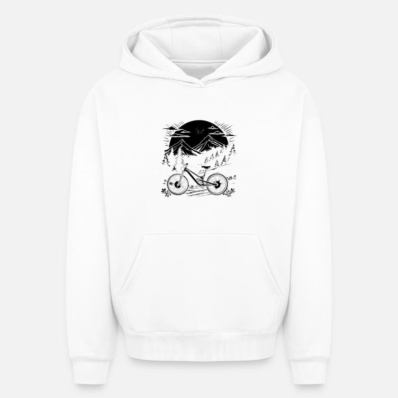 Graphismes de VTT - Sweat à capuche unisexe oversize épais SPREAD - blanc