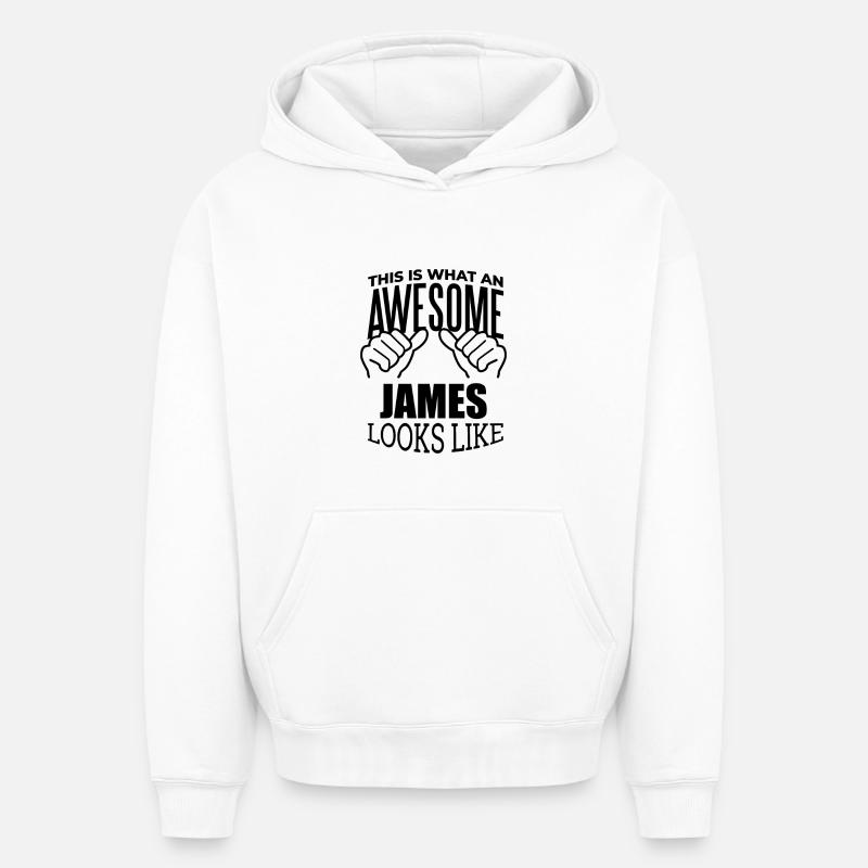 James - Sweat à capuche unisexe oversize épais SPREAD - blanc