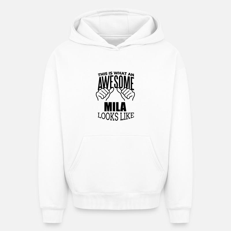 Mila - Sweat à capuche unisexe oversize épais SPREAD - blanc