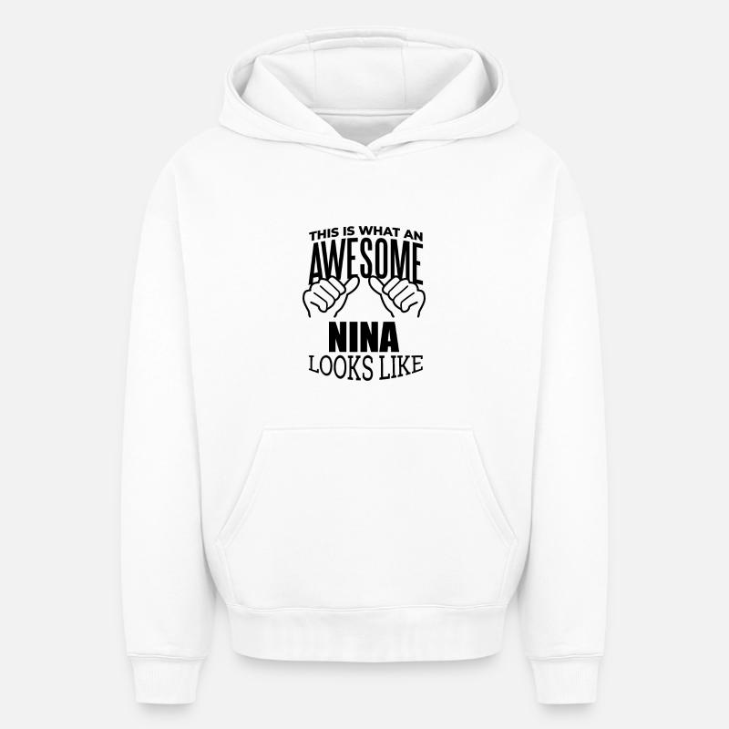 Nina - Sweat à capuche unisexe oversize épais SPREAD - blanc