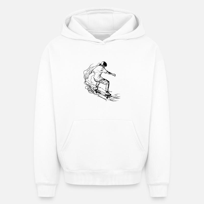 Dessin de patineur - Sweat à capuche unisexe oversize épais SPREAD - blanc