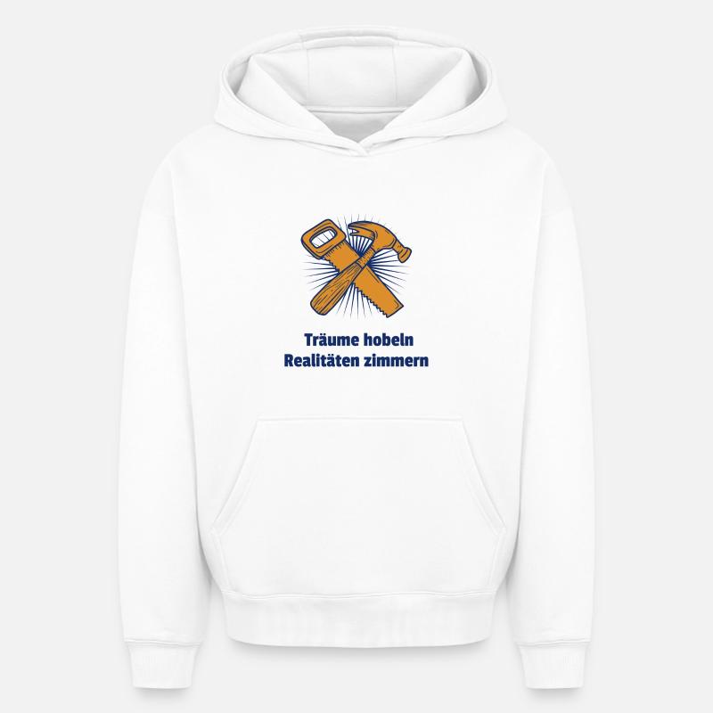 Planer des rêves, sculpter des réalités - Sweat à capuche unisexe oversize épais SPREAD - blanc