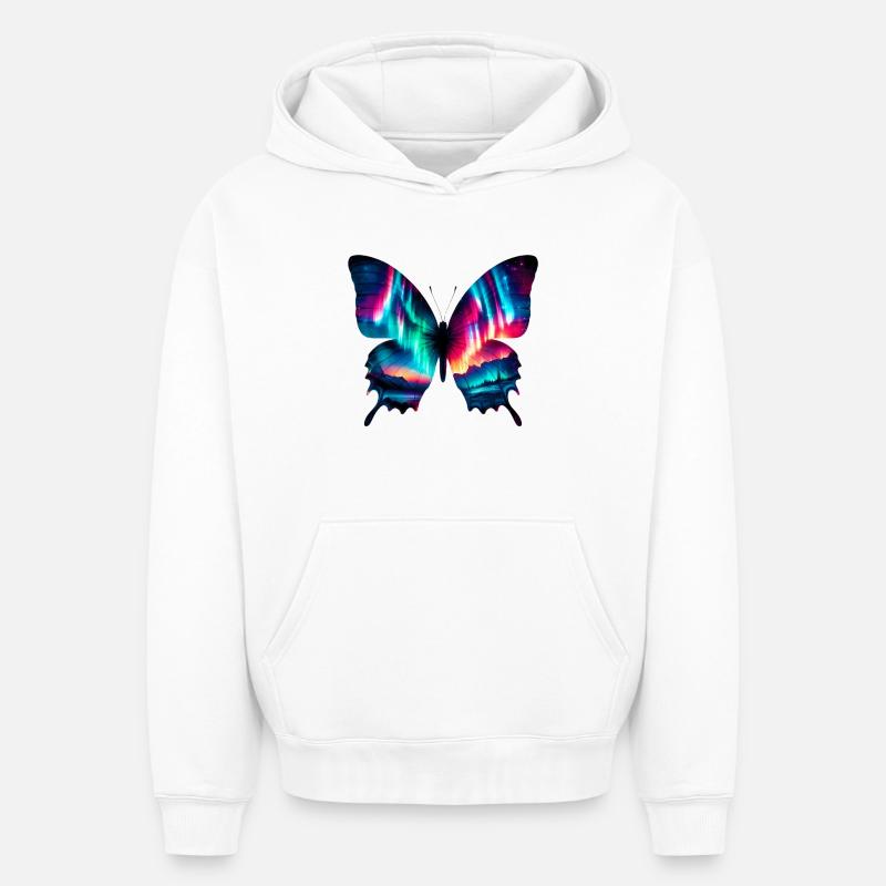 Papillon - Sweat à capuche unisexe oversize épais SPREAD - blanc