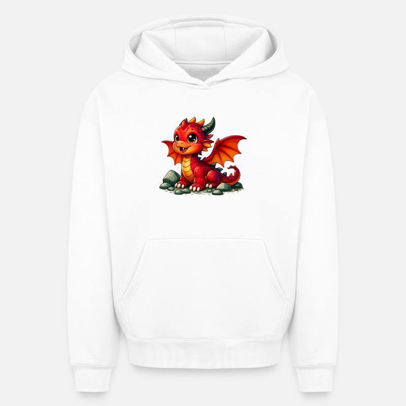Dragon - Sweat à capuche unisexe oversize épais SPREAD - blanc