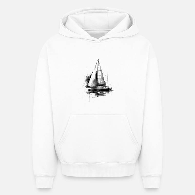 Voilier - Sweat à capuche unisexe oversize épais SPREAD - blanc