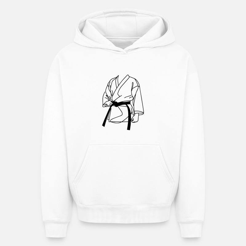 Dessin Karateka - Sweat à capuche unisexe oversize épais SPREAD - blanc