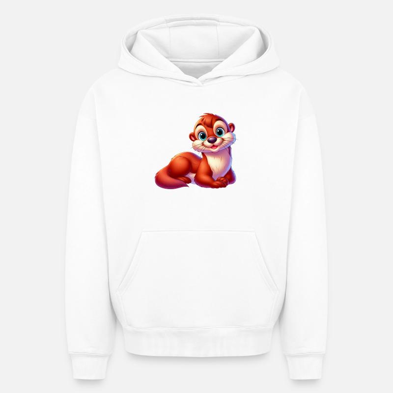Loutre - Sweat à capuche unisexe oversize épais SPREAD - blanc