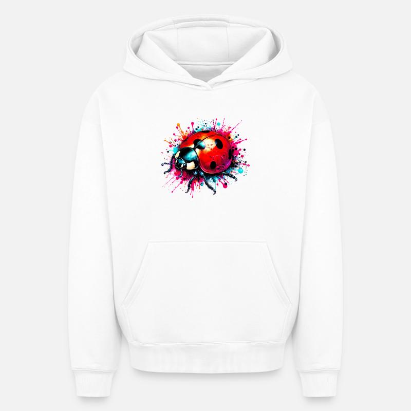 Coccinelle - Sweat à capuche unisexe oversize épais SPREAD - blanc