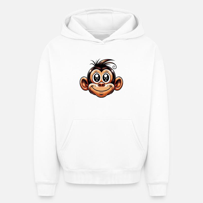 Singe - Sweat à capuche unisexe oversize épais SPREAD - blanc