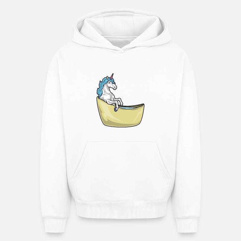 Baignoire Licorne - Sweat à capuche unisexe oversize épais SPREAD - blanc