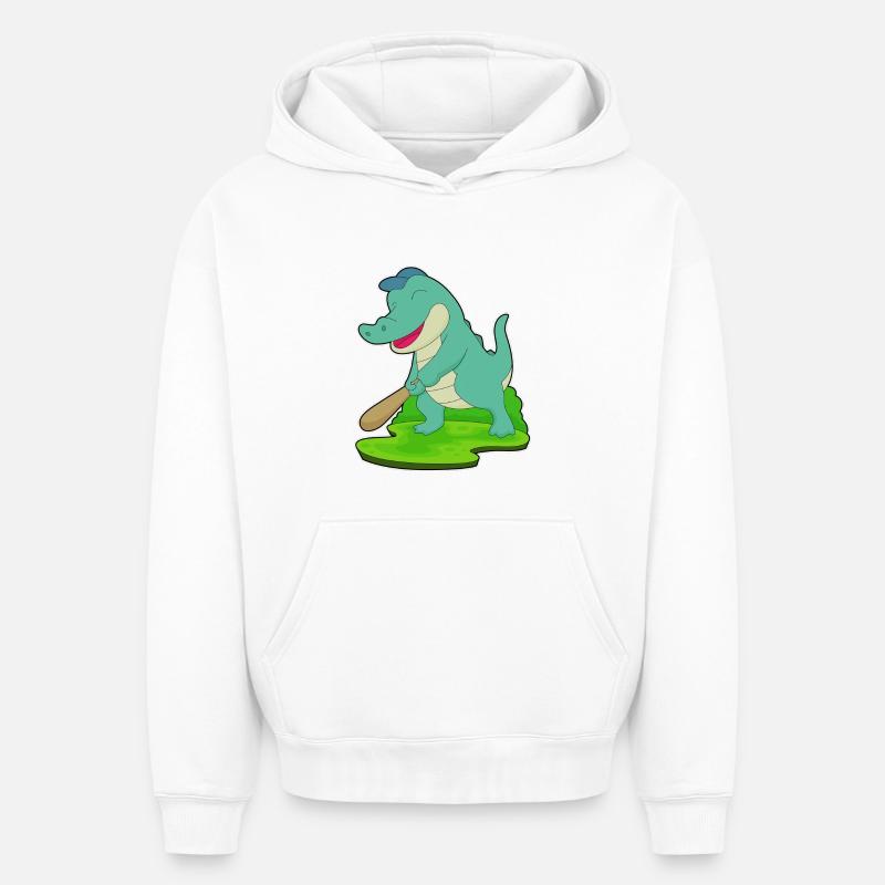 Bâton de baseball Crocodile - Sweat à capuche unisexe oversize épais SPREAD - blanc